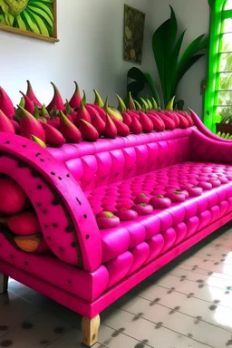 a couch made out of dragonfruit