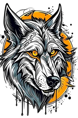 A wolf graffiti vector image for a t-shirt on a white background cartoon-style