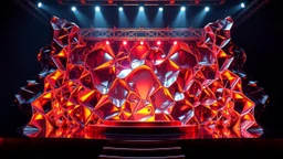 a 3d fractal stage structre made of metallic color 3d structures, pertty artistc background,dynamic lights
