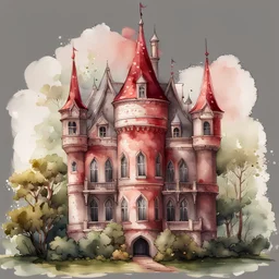 watercolor drawing of an old castle with flowers, rubies and lace, on a white background, Trending on Artstation, {creative commons}, fanart, AIart, {Woolitize}, by Charlie Bowater, Illustration, Color Grading, Filmic, Nikon D750, Brenizer Method, Side-View, Perspective, Depth of Field, Field of View, F/2.8, Lens Flare, Tonal Colors, 8K, Full-HD, ProPhoto RGB, Perfectionism, Rim Li