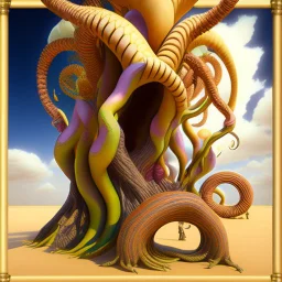 in style of Daniel Merriam, mongolian death worms, writhing, sinister, tangle, dreamscape, hyperrealism, surreal, 3D rendered, volumetric lighting.