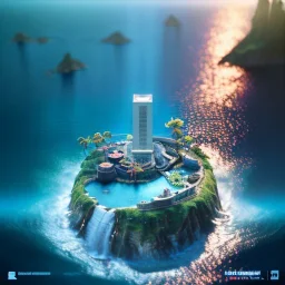 The Isometric Glass Tall Box Mini Model Little Real Island Mixed Water Fall rainbow Under Ocean Sunshine Summer Background Blue Sea, The Last Of Us / Avatar, Octane Render / ZBrush, Cinematic, IMAX Film, Nikon D750, 16K, Autostereoscopy, Anthropomorphic, Golden Ratio, Geometry, Symmetric, Depth Of Field, Highly Detailed, Ultra Realistic, Beautiful Lighting, Halfrear Lighting, Soft Light, Candoluminescence, Cast Shadow, Reflective, Glow, Translucent, Normal Map, Carbonated --testp