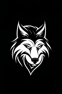 black and white wolf logo, must be simple. wolf faced towards kamera. make it more siple