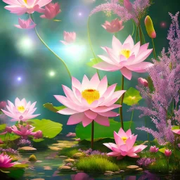 one big crystal subtle lotus in a galactic ambiance with a beautiful fairy, delicate colors, finely tuned detail, ultra high definition, 8 k, unreal engine 5, ultra sharp focus