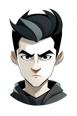 Design gaming yuong man with silver dark hair and bright white eyes avatar logo