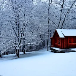 mystery cabin in the snow