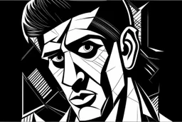 elvis style of pablo piccasso simple black and white