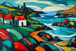 abstract landscape of iona in the style of the Scottish colourists