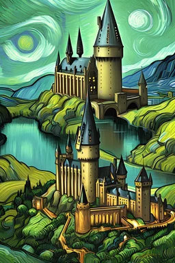 hogwarts castle as a van gogh