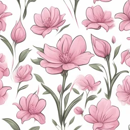 cartoon pink flower on a white background, game art