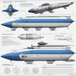 [Blueprint and 3D detailed technical view with all specs] Ultimate design for the heavily armed SCUBA scout with six fins, in the vein of a submarine high impact vehicle for a quick action or some such.