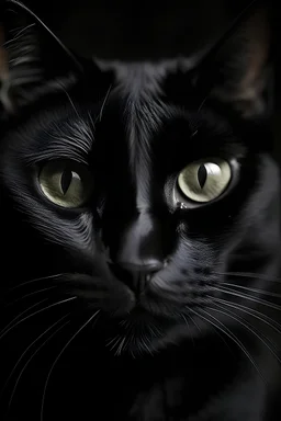 black cat with white eye