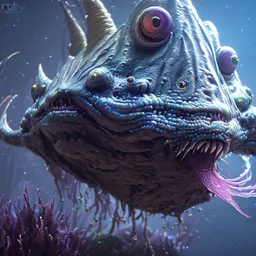 fluid ink angler fish creature, unreal engine 5, 8k resolution, photorealistic, ultra detailed