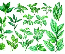 Vector plants and herb set illustration. Watercolor illustration color