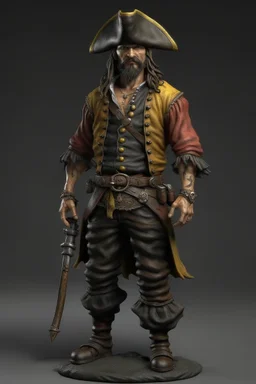 pirate, realistic style, full figure frontal view, no beard and hair