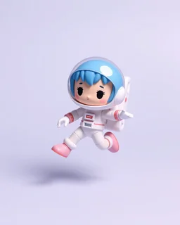 popmart's spacemolly figurine, floating on solid background color