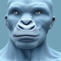 portrait of light-blue ape-like human male, skin whole body, volumetric lighting, intricate detail, realistic, close up