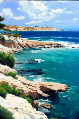 Cap Salou, spain, painting, ocean view