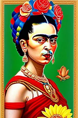 A self portrait of Frida Gallo, but fat