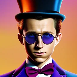 tom holland willy wonka, evil, sunglasses, top hat, cowl