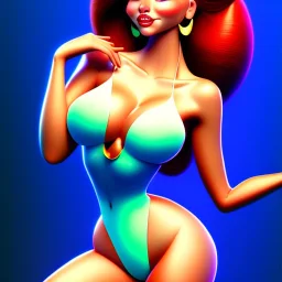 fullbody portrait of voluptuous atletic beautiful young Jessica Rabbit in bikini Caravaggio style