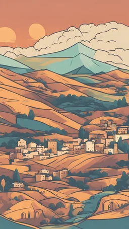 vector. 2D. animated. vector. Iran. cartoon. Kurdistan, Sanandaj. Digital painting. minimal, Vector, 3 color. minimal
