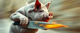 faster than a greased muscle pig in a knife fight in a phone both on ai steroids. motion blurred background, speed and energy, goa trance poster