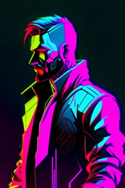 Designing a man for cyberpunk in neon colors