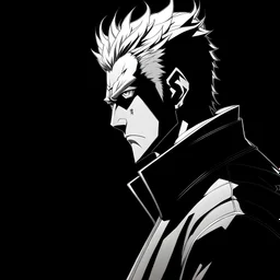 Toji fushiguro from Jujutsu Kaisen Anime profile pictures, sideprofile, Black and White, clear.