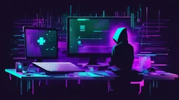 create me a hacker desktop background with the style of glitchart