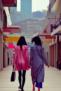 women walking down a central street of a city wearing second-hand clothes #eslarevolucióndelassecondhand, modern pop style, real photography, fashion