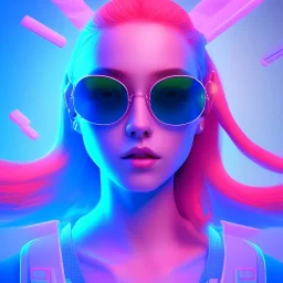 isometric clean art of super cute nerd girl wearing shades, neon lighting, soft lighting, soft pastel gradients, high definition, 3d icon clay render, blender 3d, studio lighting, god rays, octane render, unreal engine 5