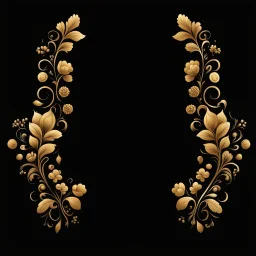 draw Russian patterns in the style of Khokhloma, Khokhloma with gold and black flowers