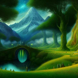 Epic Drawing of scenery of The LOTR estilo Van Gogh 4k