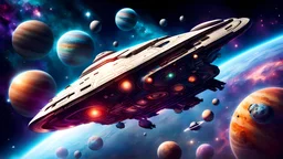 High Quality, Masterpiece, Space, Stars, Spaceship, Planets, Pretty, Beautiful, Colorful,