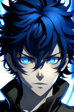 Anime, boy with curly black hair and blue eyes who can control metal