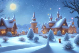 village, wood, snow, candyland, perfect, sunshine, big dragons, frozen, van gogh style