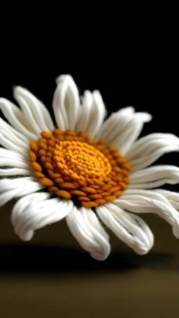 3d daisy flower made with wool threads, no background
