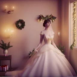 christmas ambience, bridal model, cinema 4d, octane render, high detail