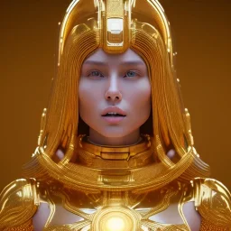 beautiful cosmic golden woman, long hair, nice smiling, magic glamour make up, delicate colors, beautiful glamour galactic golden dress, ultra sharp focus, 8k, unreal engine 5, extremely sharp detail, light effect, soft light atmosphere of a spaceship, smooth, full of details, face in front, complete vision of body