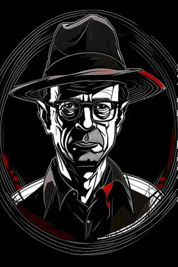 Ilustración vectorial de Gustavo Petro con gorra camisa colores negro, blanco y rojo, fondo negro