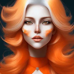 fantasy setting, woman, orange and white hair, wavy hair, ranger, more orange hair, more white hair, 25 years old, freckles