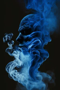 blue smoke in a shape of a smoke person