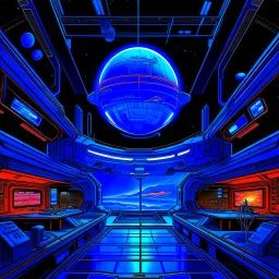 cyberpunk retro capital futuristic for comics in blue