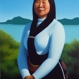 Full body portrait, painting, medium shot lady Inuit art