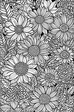 coloring book image of flowers