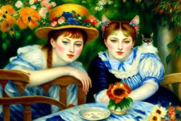 Two cats on a terrace. Auguste Renoir. Perfekt eyes with perfect iris.