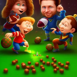 a game of football being played by leprechauns