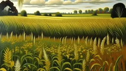 A field filled with tall grass painted by Edward Hicks