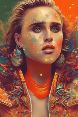  surrealpop, orange tones,Danish singer MØ face,